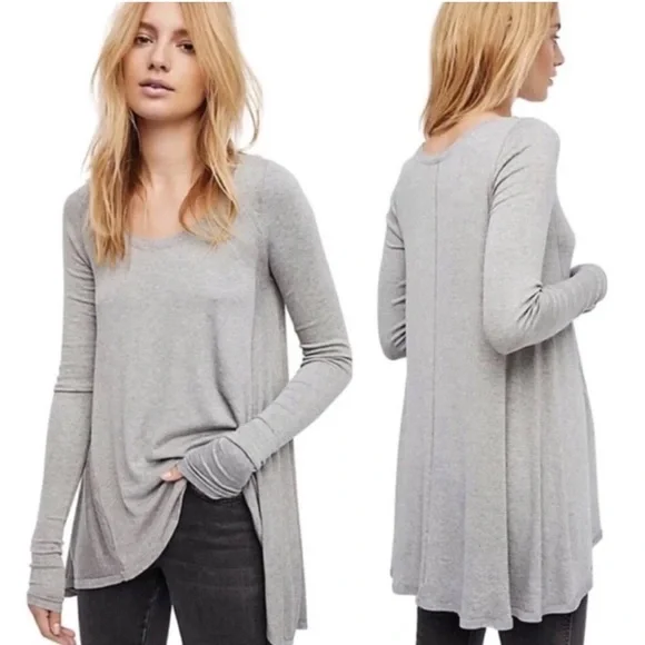 Free People Flowy January Top in Heather Gray Size M - Picture 1 of 9
